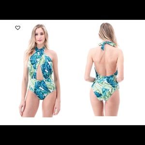 Cute wrap neck one piece swimsuit.